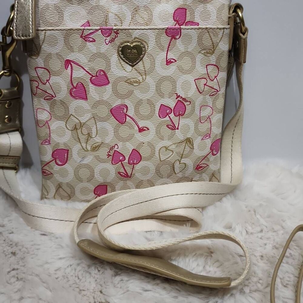 Coach Waverly Op Art Cherries Coated Signature Swingpack Crossbody bag Set Y2K-E